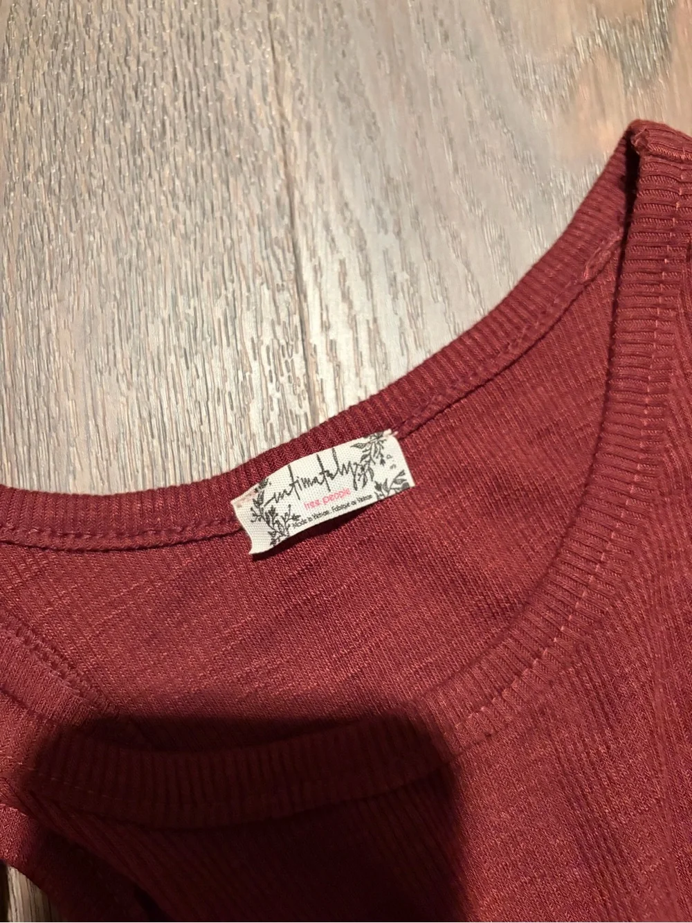 Free People Ribbed Racerback Tank - Maroon - Picture 2 of 3